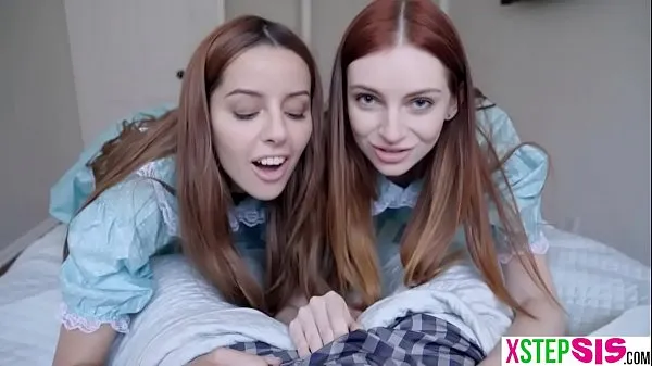 Hot Creepy teen stepsisters share his cock in a threesome cool Videos