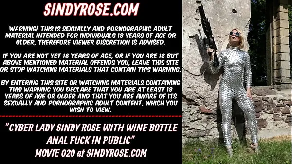 Cyber lady Sindy Rose with wine bottle anal fuck in public Video keren yang keren