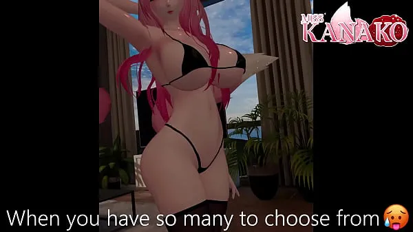 Hot Vtuber gets so wet posing in tiny bikini! Catgirl shows all her curves for you cool Videos