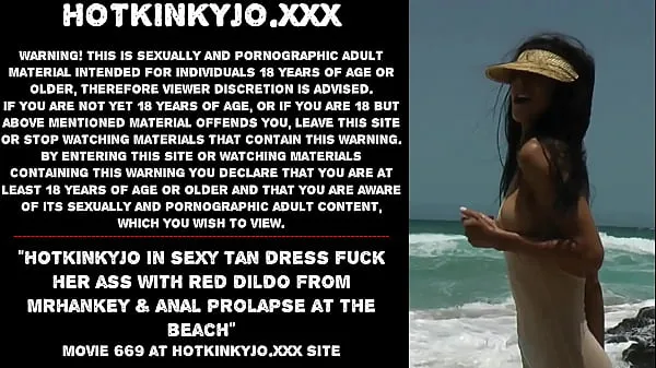 Žhavá Hotkinkyjo in sexy tan dress fuck her ass with red dildo from mrhankey & anal prolapse at the beach skvělá videa